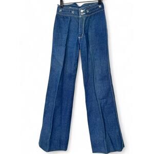 VINTAGE 70's 24 Jean Trouser Denim Pant Wide Leg Flare High Rise 28 inseam